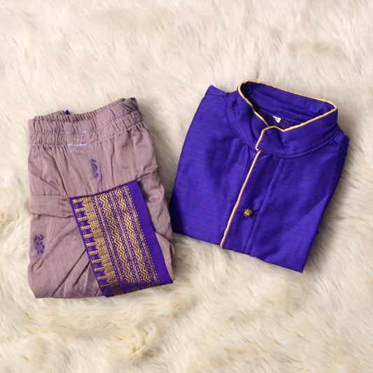 Purple and grey kurta dhoti baby boy ethnic wear