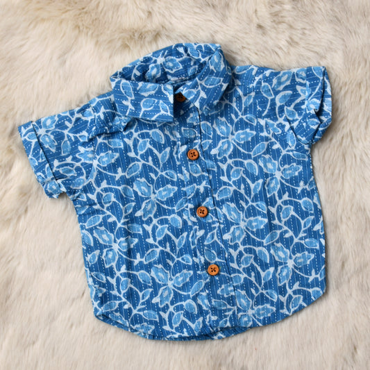 Shades of indigo, Indian print - casual, comfortable, breathable, soft organic 100% cotton shirts for baby boy