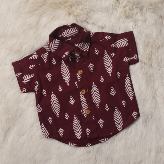 Indian print chocolate brown - casual, comfortable, breathable, soft organic 100% cotton shirts for baby boy