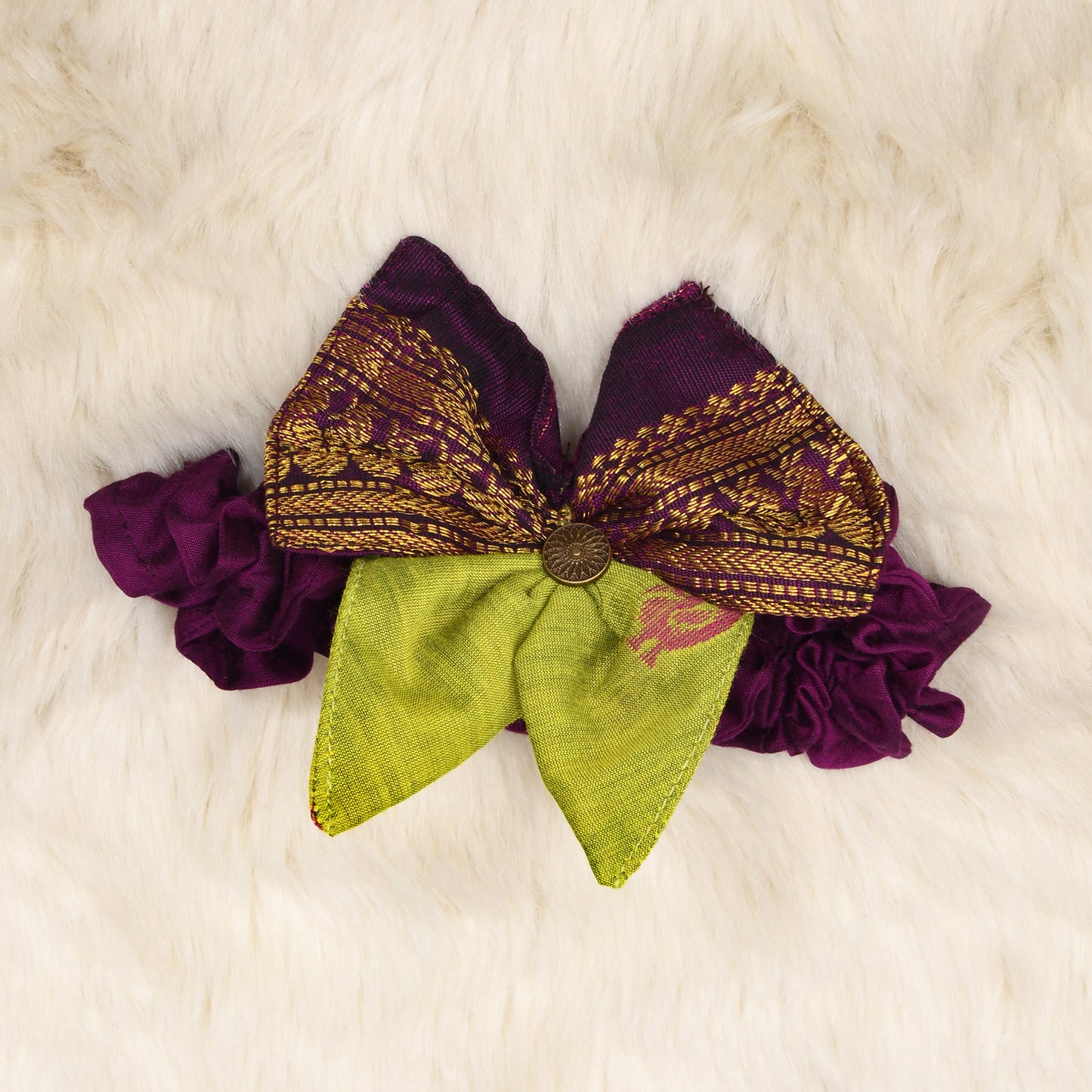 Green and wine - Hair band for baby girl