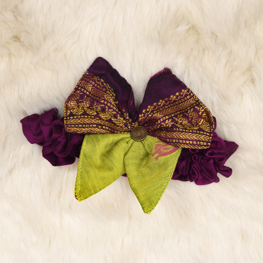 Green and wine - Hair band for baby girl