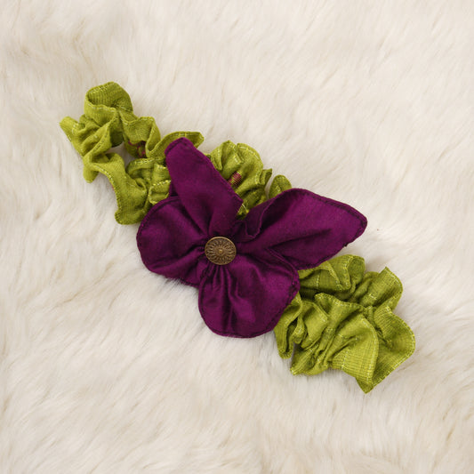 Hair Bow - Green and Wine