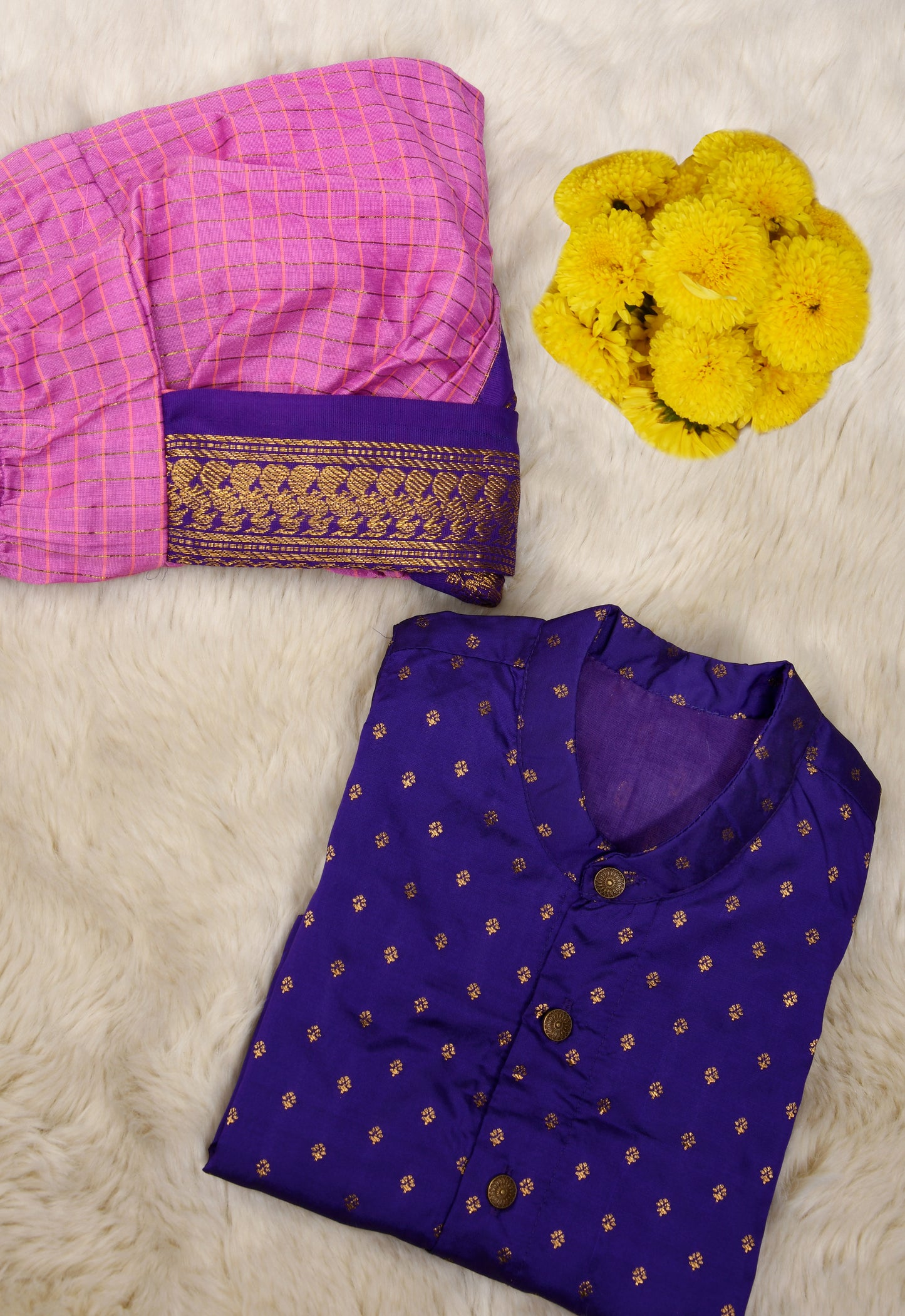 Purple and pink dhoti kurta for baby boy