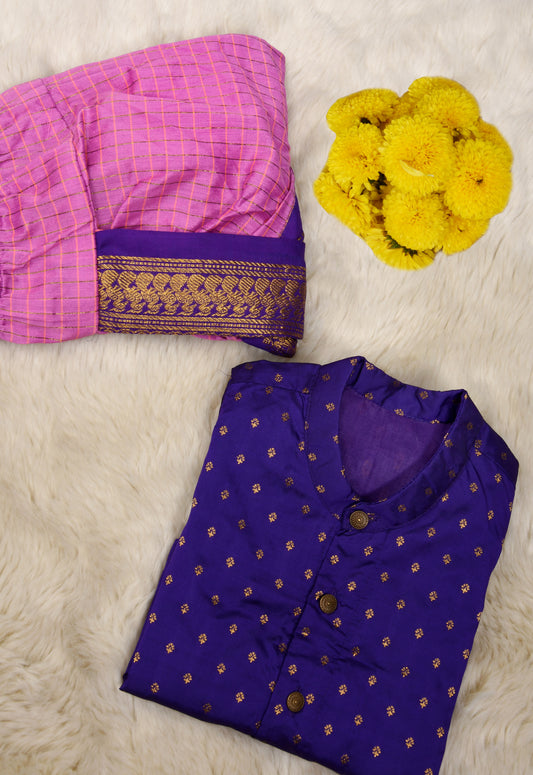Purple and pink dhoti kurta for baby boy