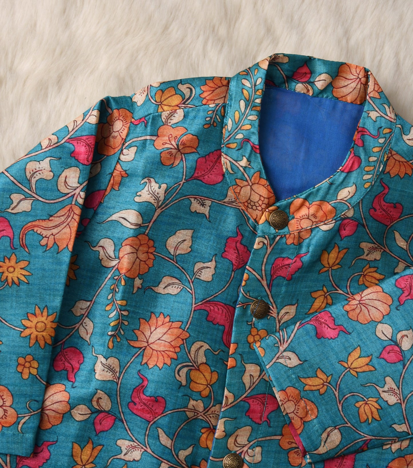 Kalamkari Neeli Semi silk kurta baby boy ethnic top wear