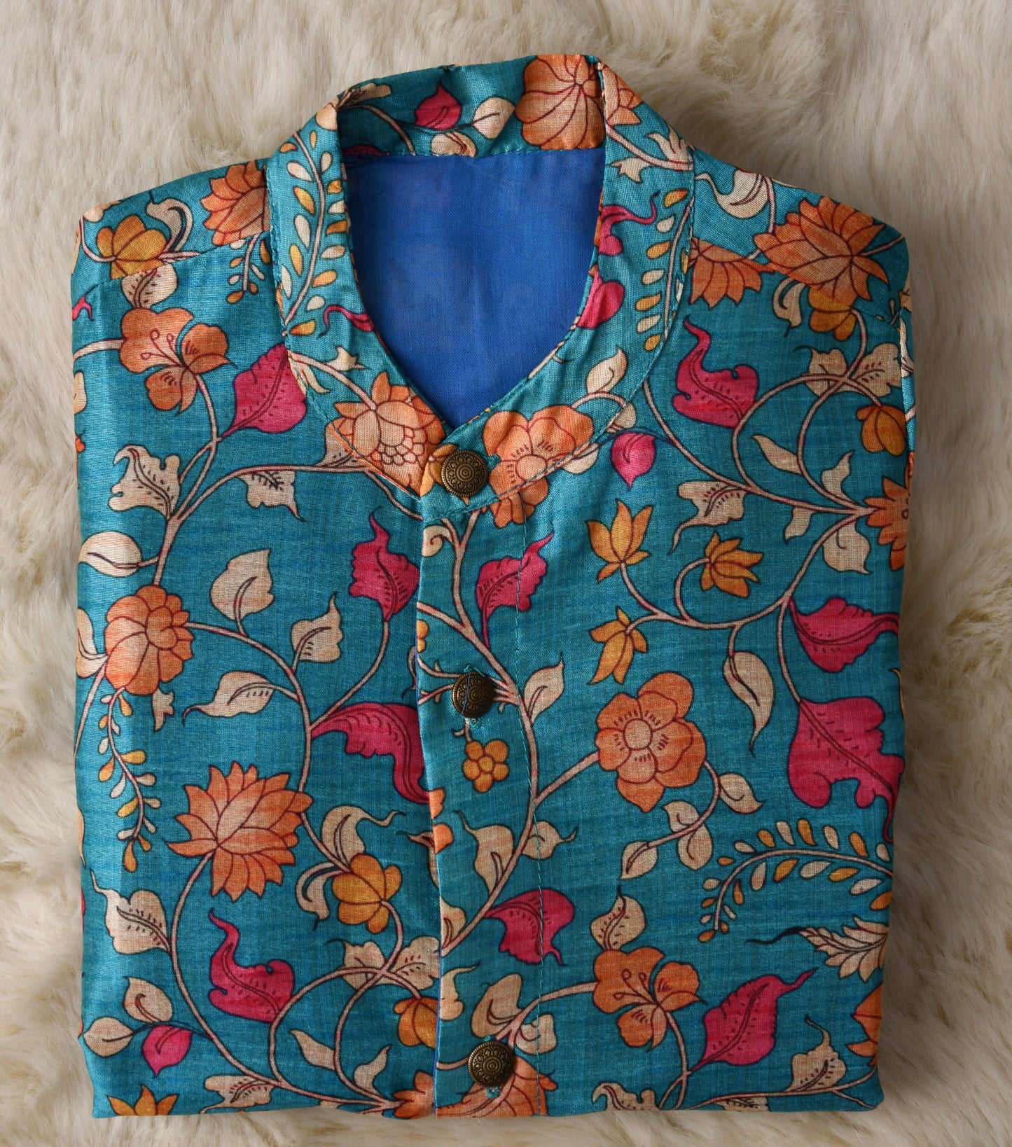 Kalamkari Neeli Semi silk kurta baby boy ethnic top wear