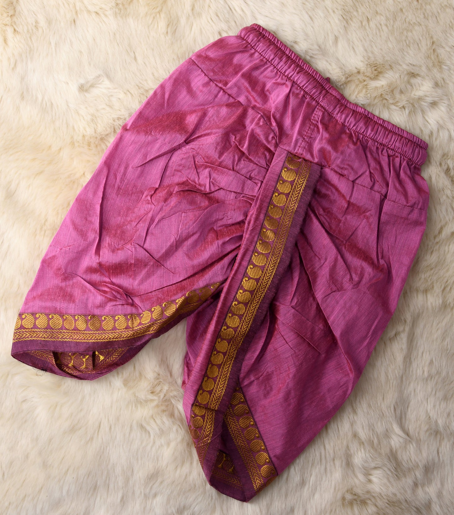 Onion pink with gold zari border dhoti baby boy ethnic bottom wear