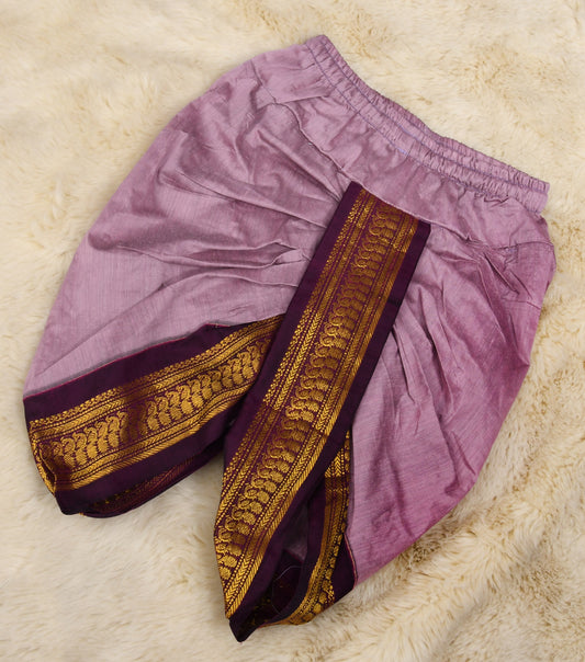 Lavendar with wine zari border dhoti baby boy ethnic bottom wear