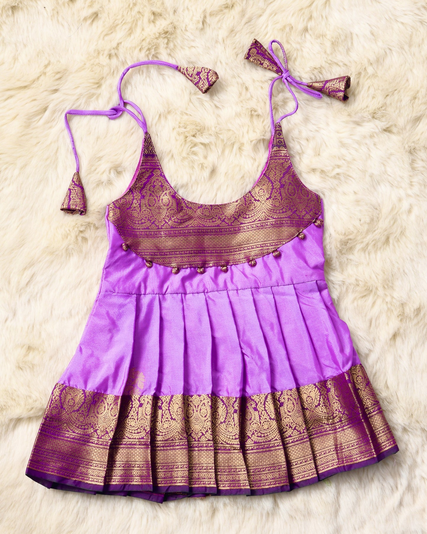 Surabhi - Pretty Lavender with deep wine pattu silk ethnic wear for baby girl