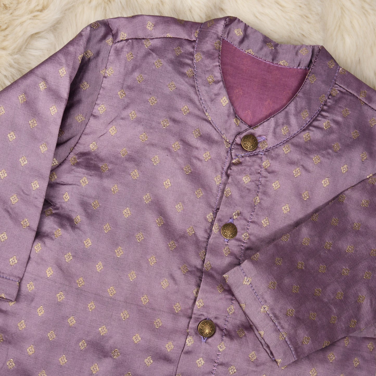 Lavender Semi silk kurta baby boy ethnic top wear