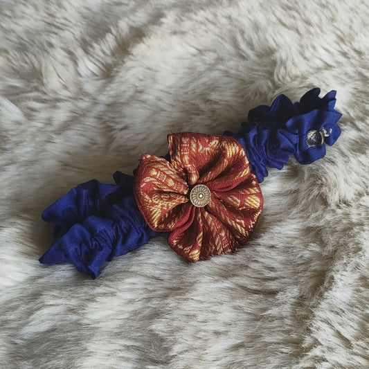 Blue with maroon - hair band for girls