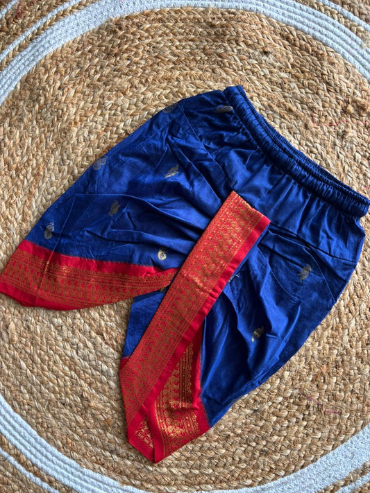 Blue with Red zari border dhoti baby boy ethnic bottom wear