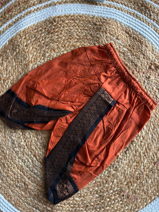 Rusty orange with Black zari border dhoti baby boy ethnic bottom wear