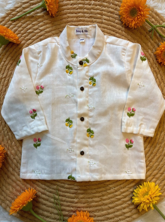 White Linen Kurta for baby boy ethnic top wear