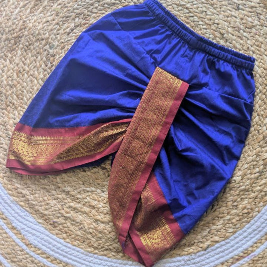 Royal blue and maroon dhoti baby boy ethnic bottom wear