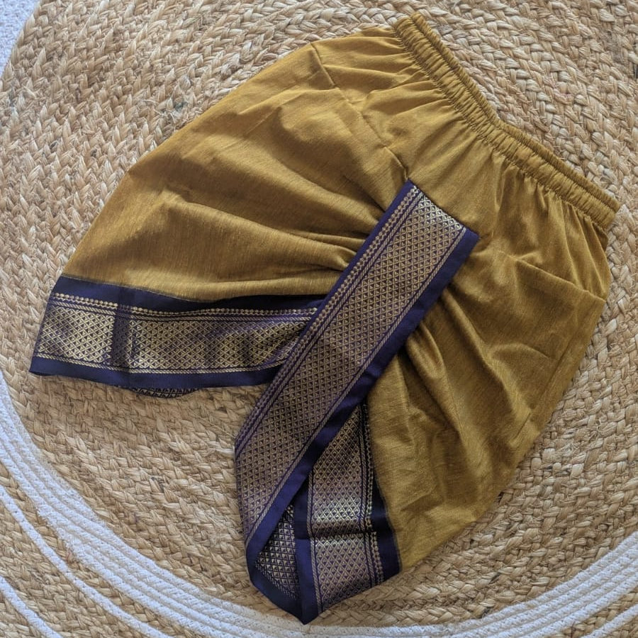 Mustard yellow and Purple dhoti baby boy ethnic bottom wear