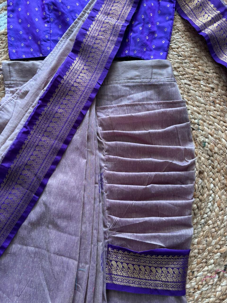 grey with purple  - Ready to wear saree for kids Ethnic wear for baby girl