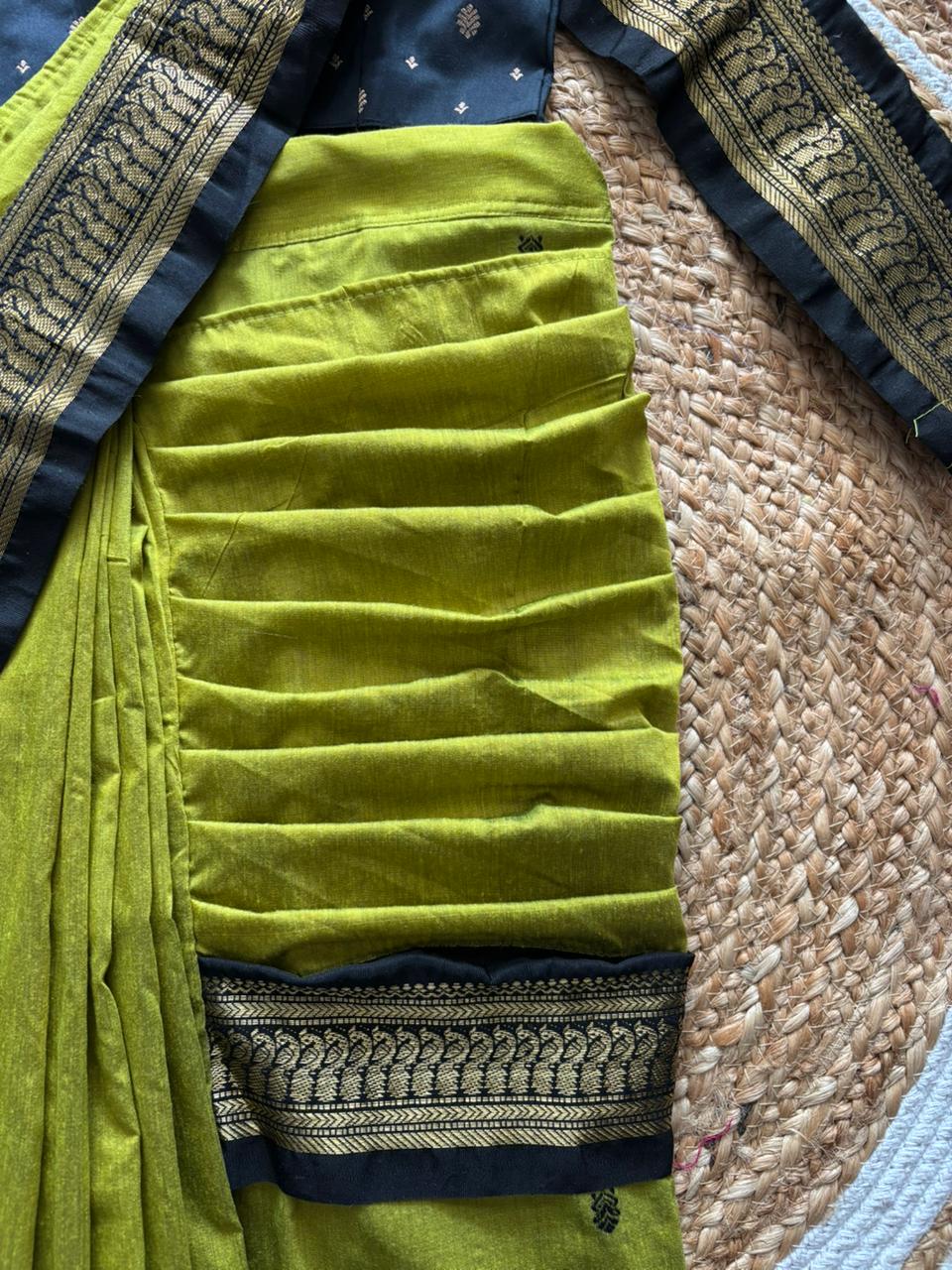 lime green with black - Ready to wear saree for kids Ethnic wear for baby girl