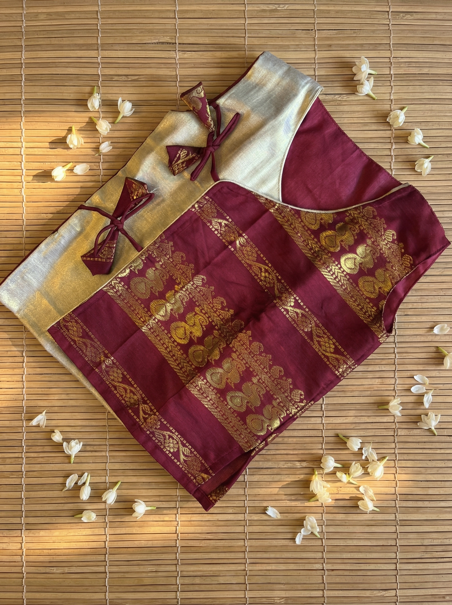 Maroon angrakha cotton silk kurta top baby boy ethnic wear