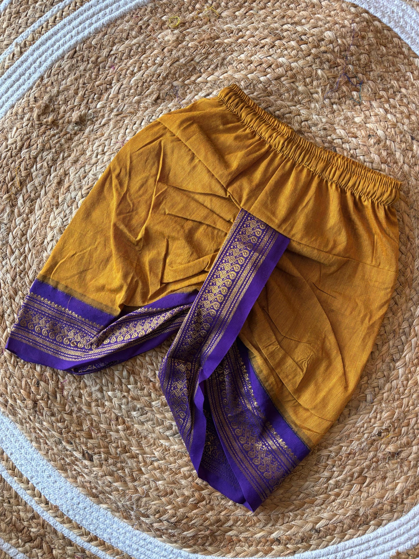 Mustard yellow and Purple dhoti baby boy ethnic bottom wear