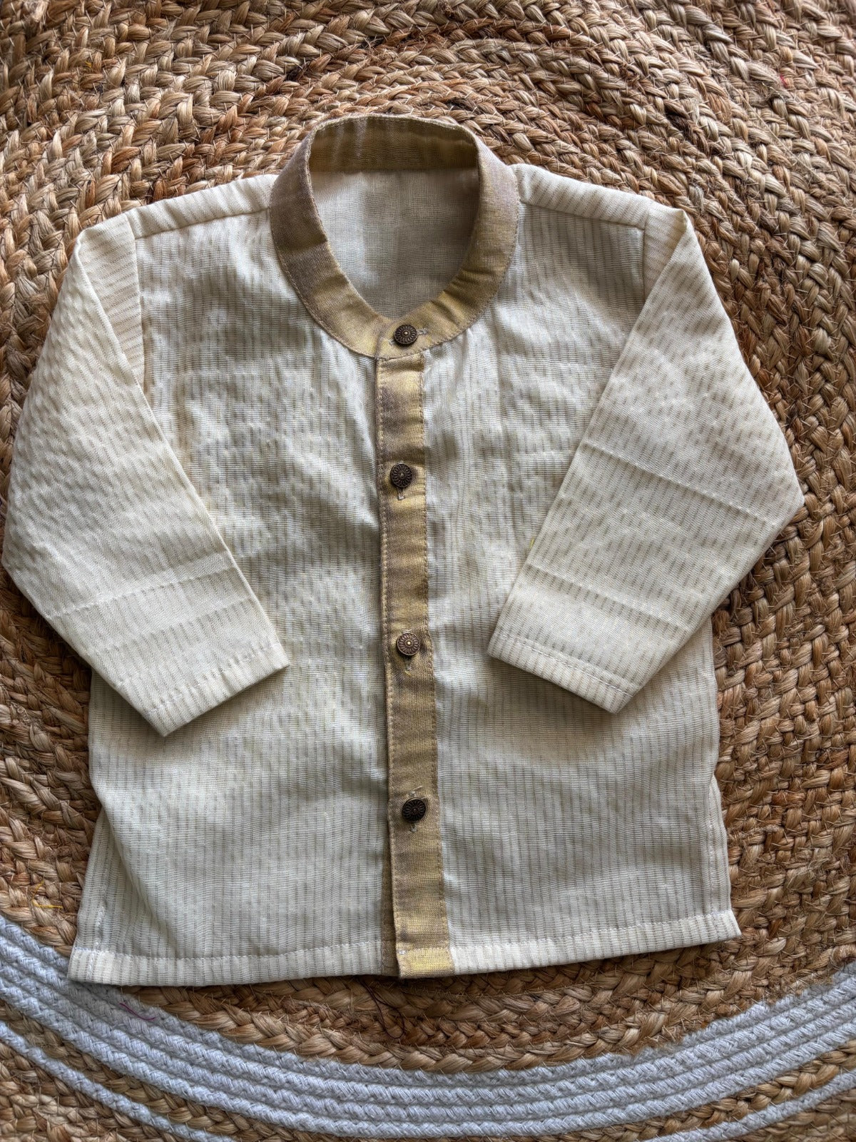 white with gold tissue Kurta for baby boy ethnic top wear
