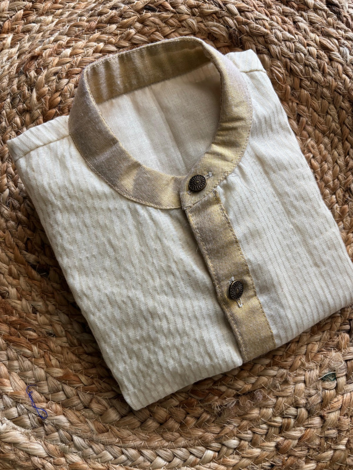 white with gold tissue Kurta for baby boy ethnic top wear