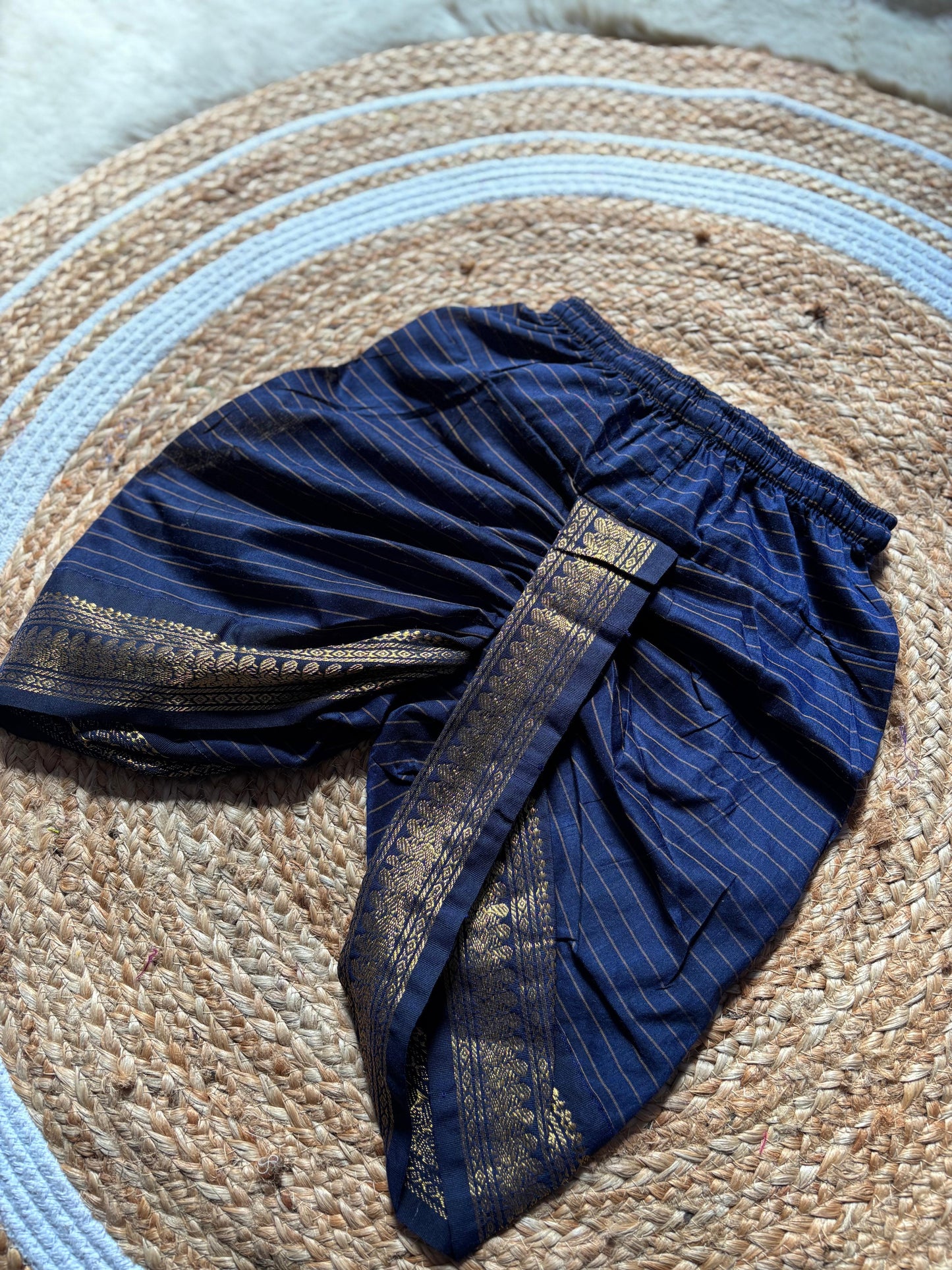 Navy blue stripe baby boy ethnic bottom wear