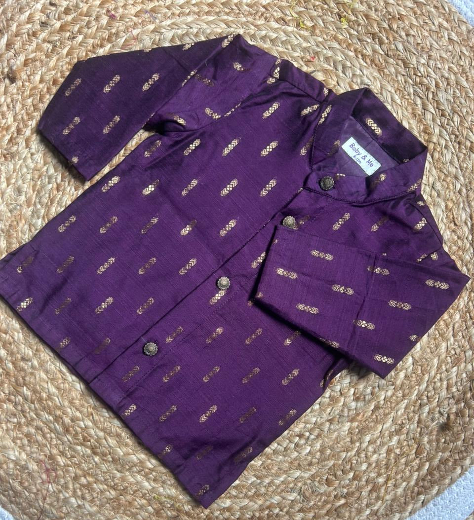 Grape Zari weave traditional Kurta for baby boy ethnic top wear