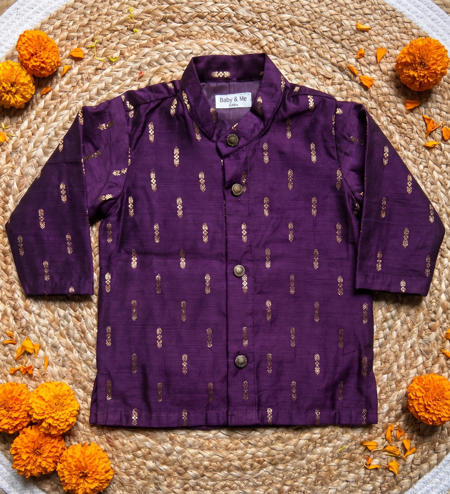 Grape Zari weave traditional Kurta for baby boy ethnic top wear
