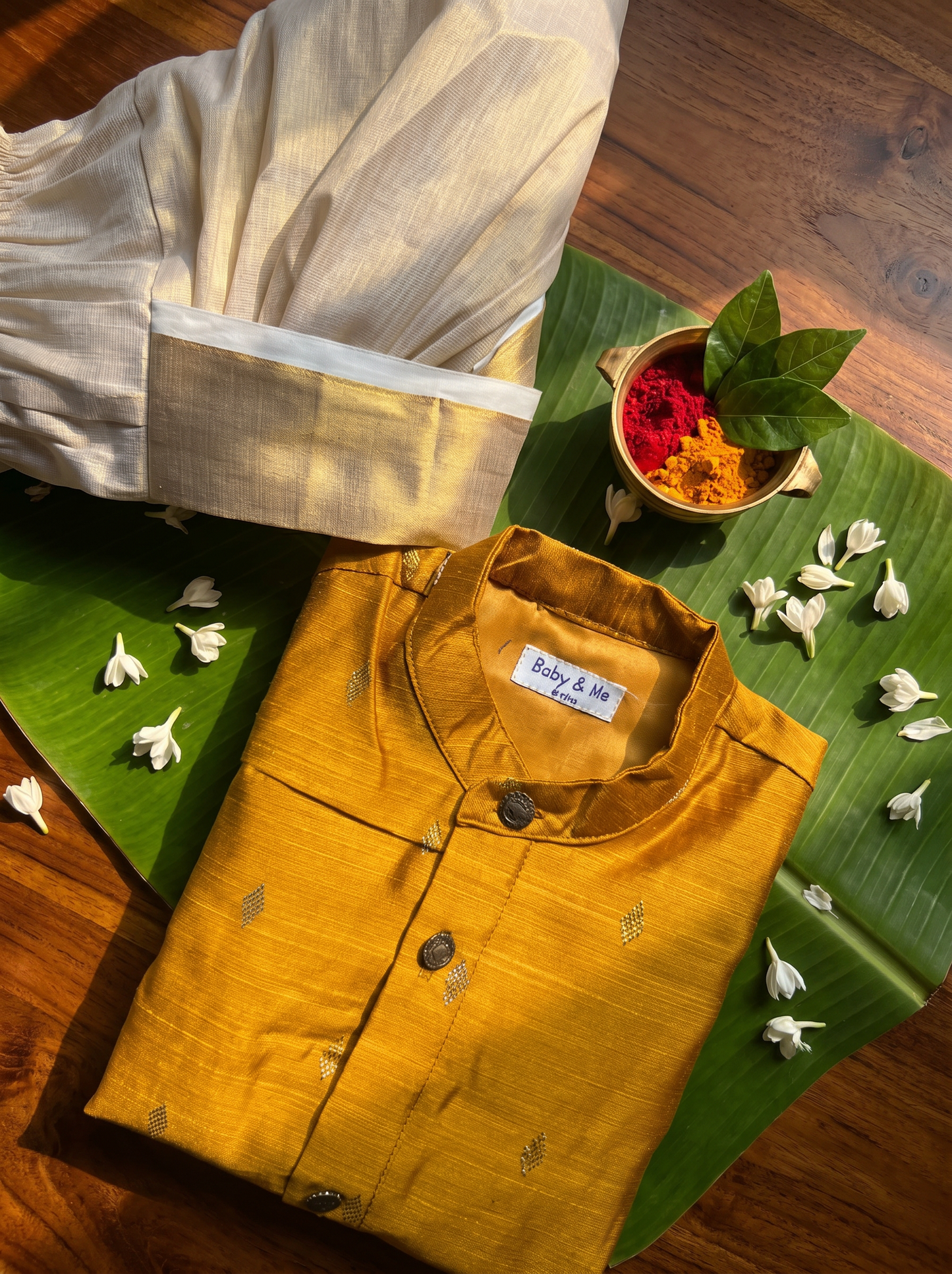 Golden yellow kurta and Gold Dhoti for Boys – Traditional Ethnic Wear for Baby Boy