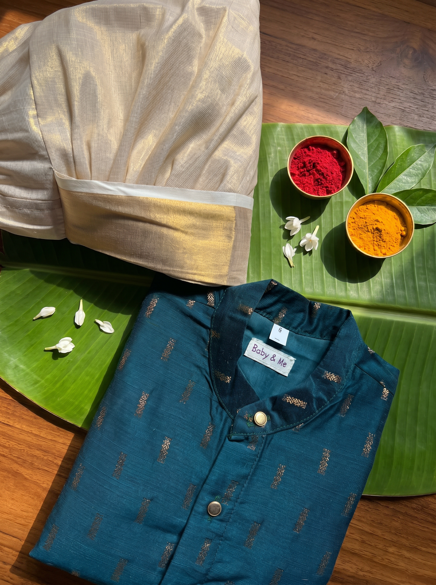 Traditional Blue and Gold Kurta Dhoti for Boys – Traditional Ethnic Wear for Baby Boy
