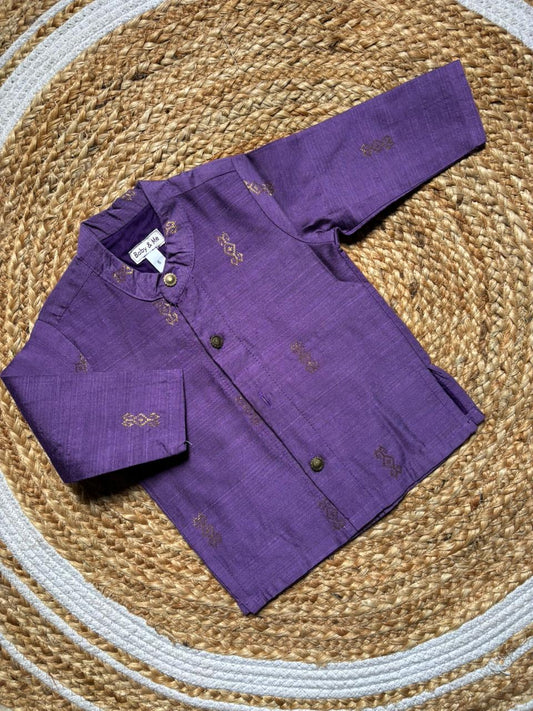 Purple raw silk Traditional Kurta for baby boy ethnic top wear