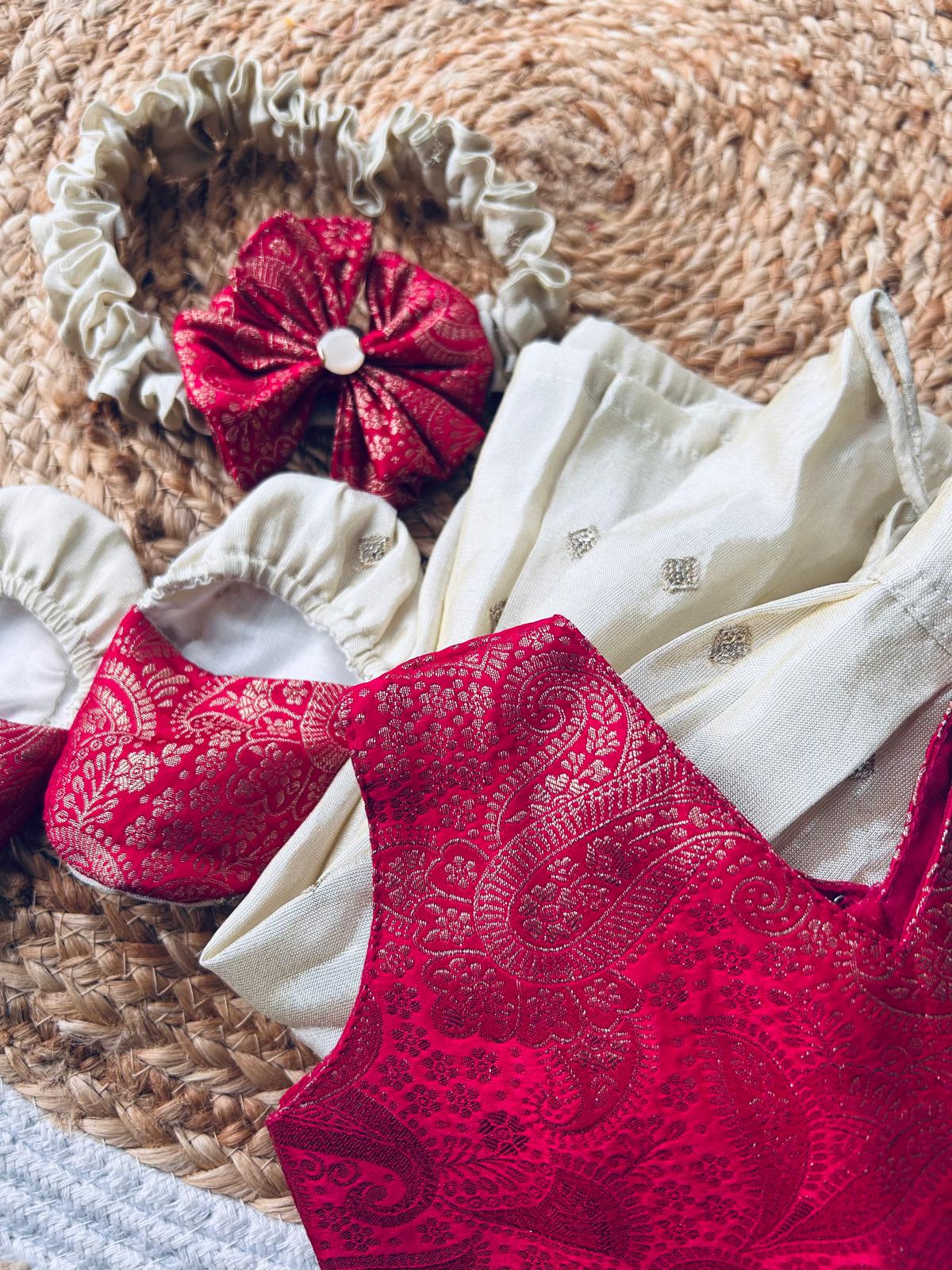Pink and cream langa blouse south indian ethnic wear