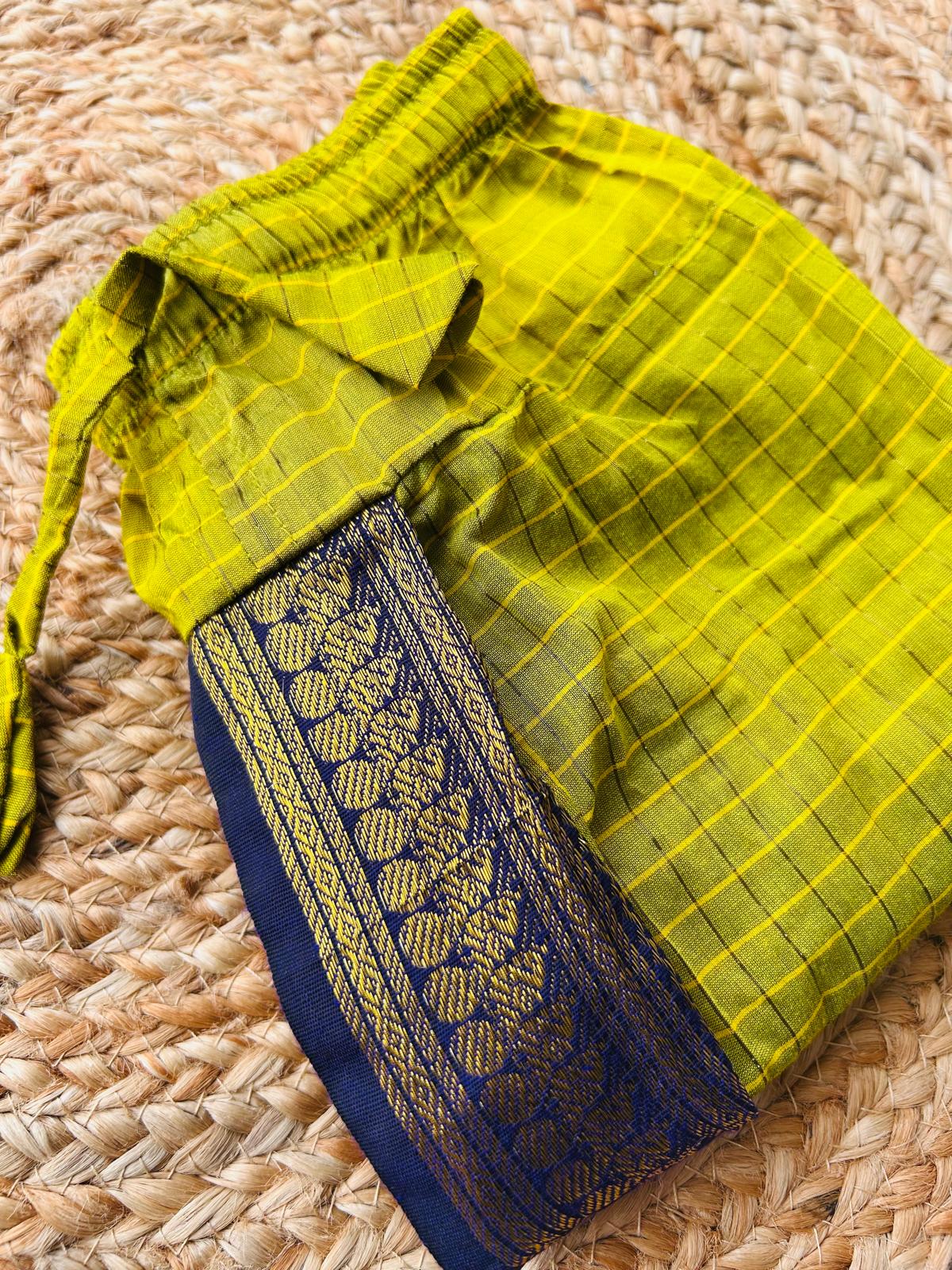 Green with navy blue chequered dhoti baby boy ethnic bottom wear