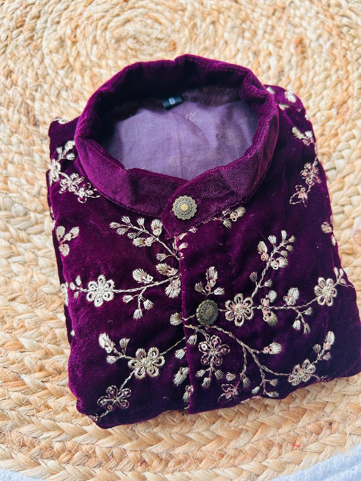 Deep wine Kurta for baby boy ethnic top wear