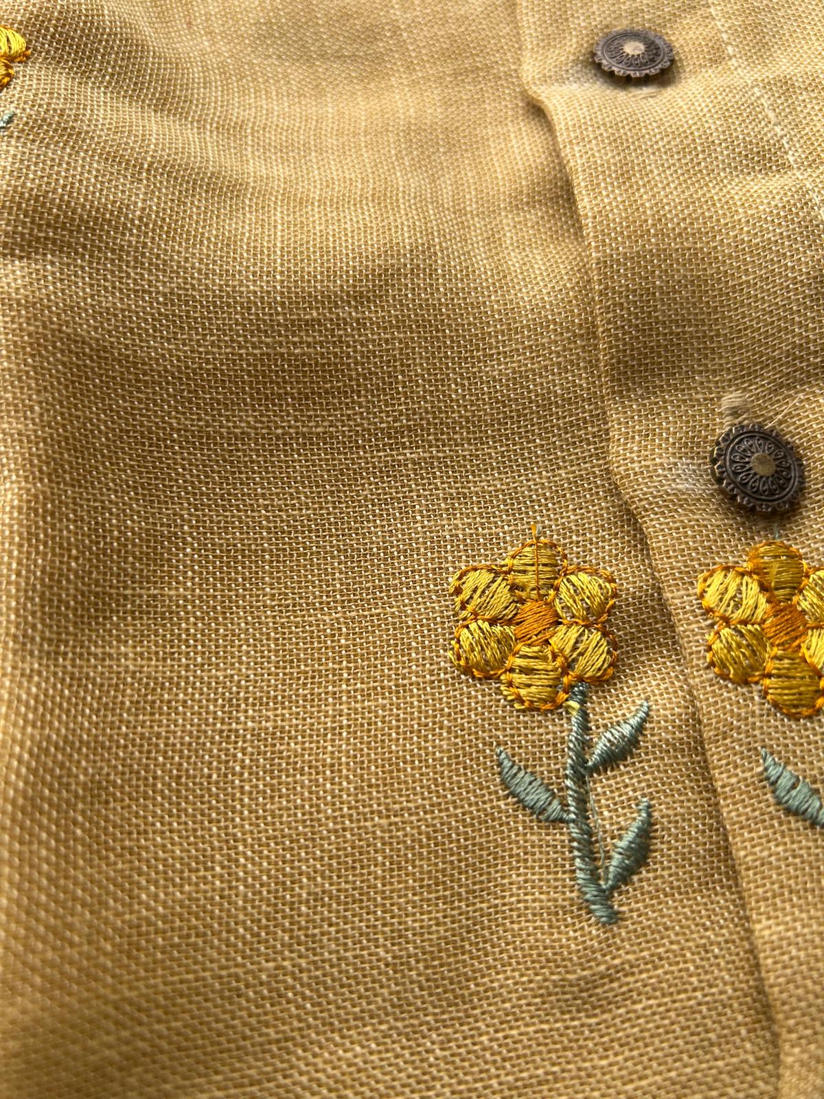 Pastel yellow Linen Kurta for baby boy ethnic top wear