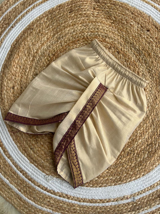 Gold with wine border dhoti