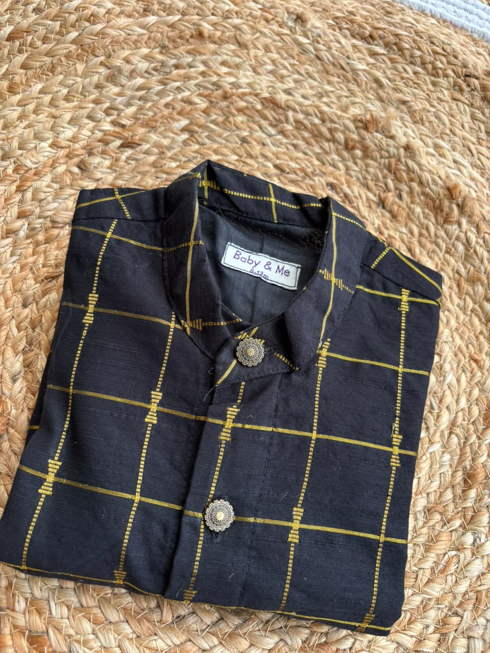 Black checks Traditional Kurta for baby boy ethnic top wear