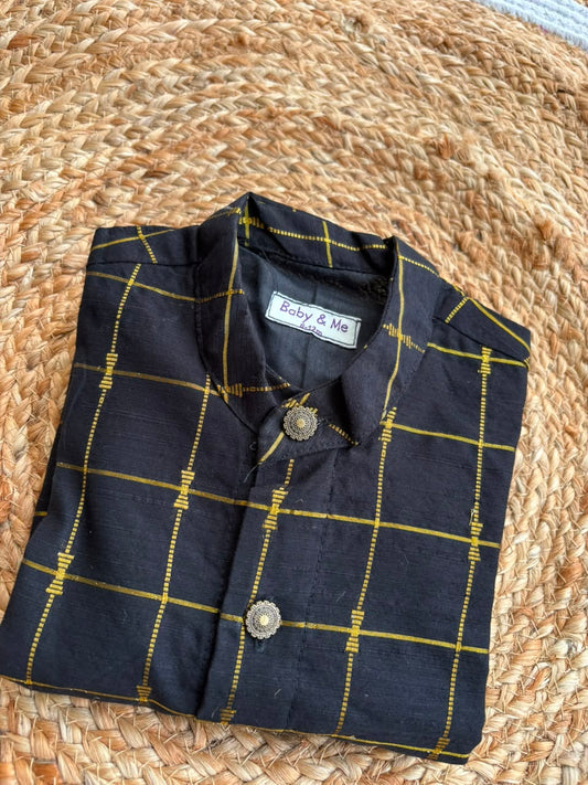 Black checks Traditional Kurta for baby boy ethnic top wear