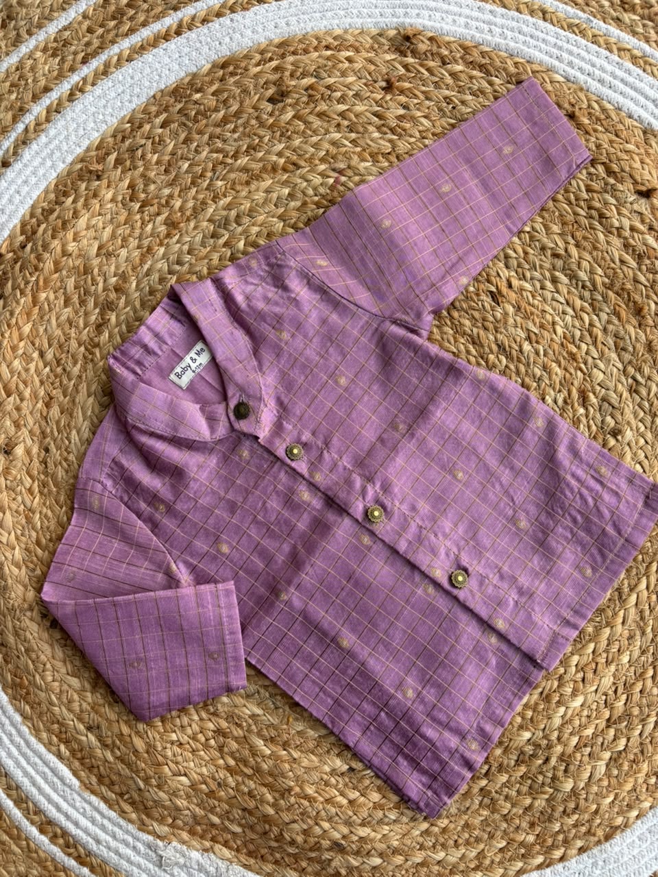 Lavender checks Kurta for baby boy ethnic top wear - Reshme Chowka Collection