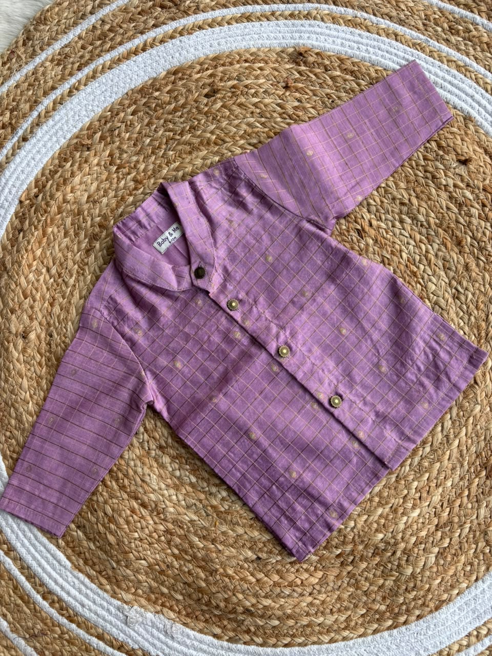 Lavender checks Kurta for baby boy ethnic top wear - Reshme Chowka Collection