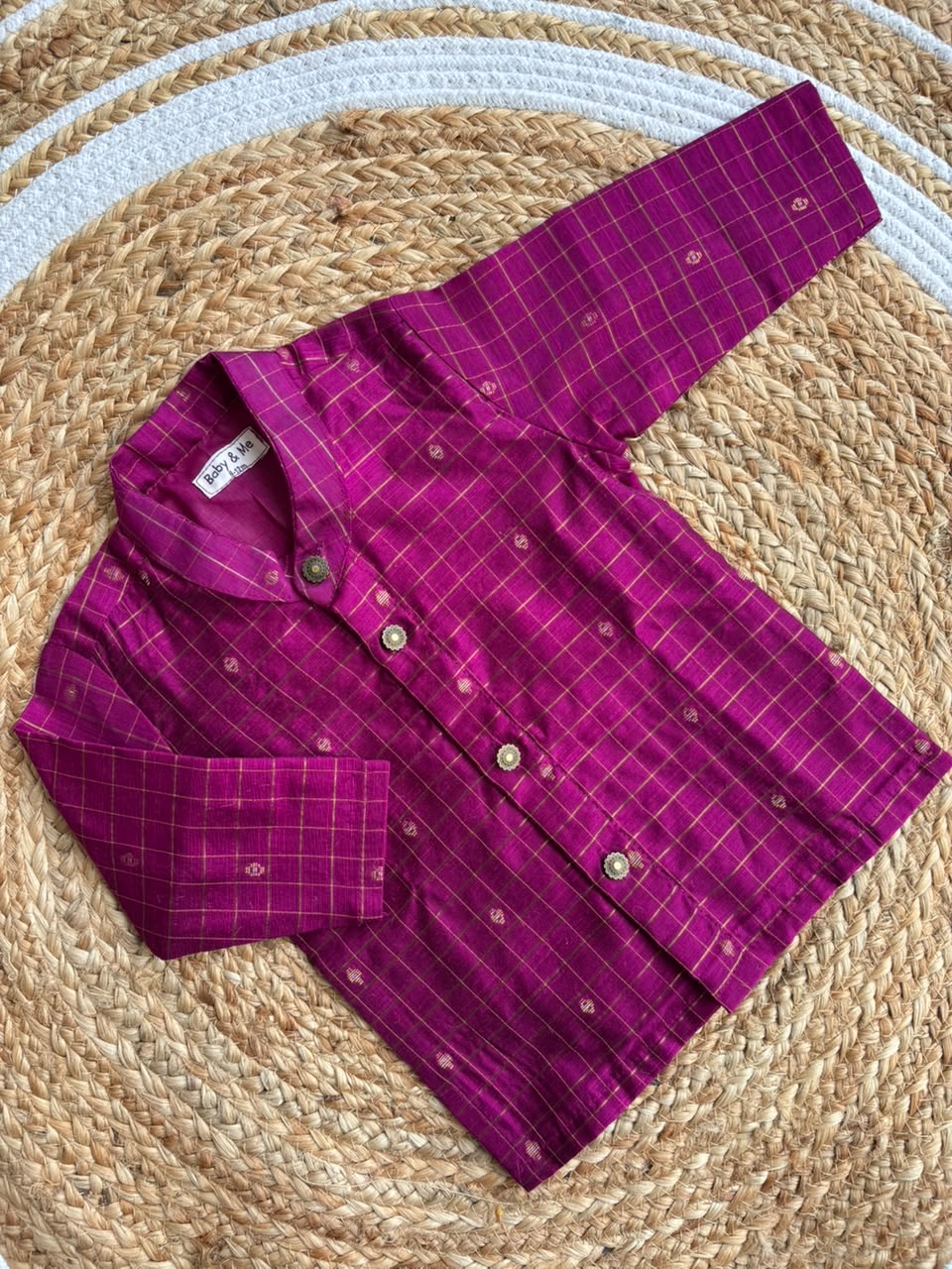 Pink checks Kurta for baby boy ethnic top wear