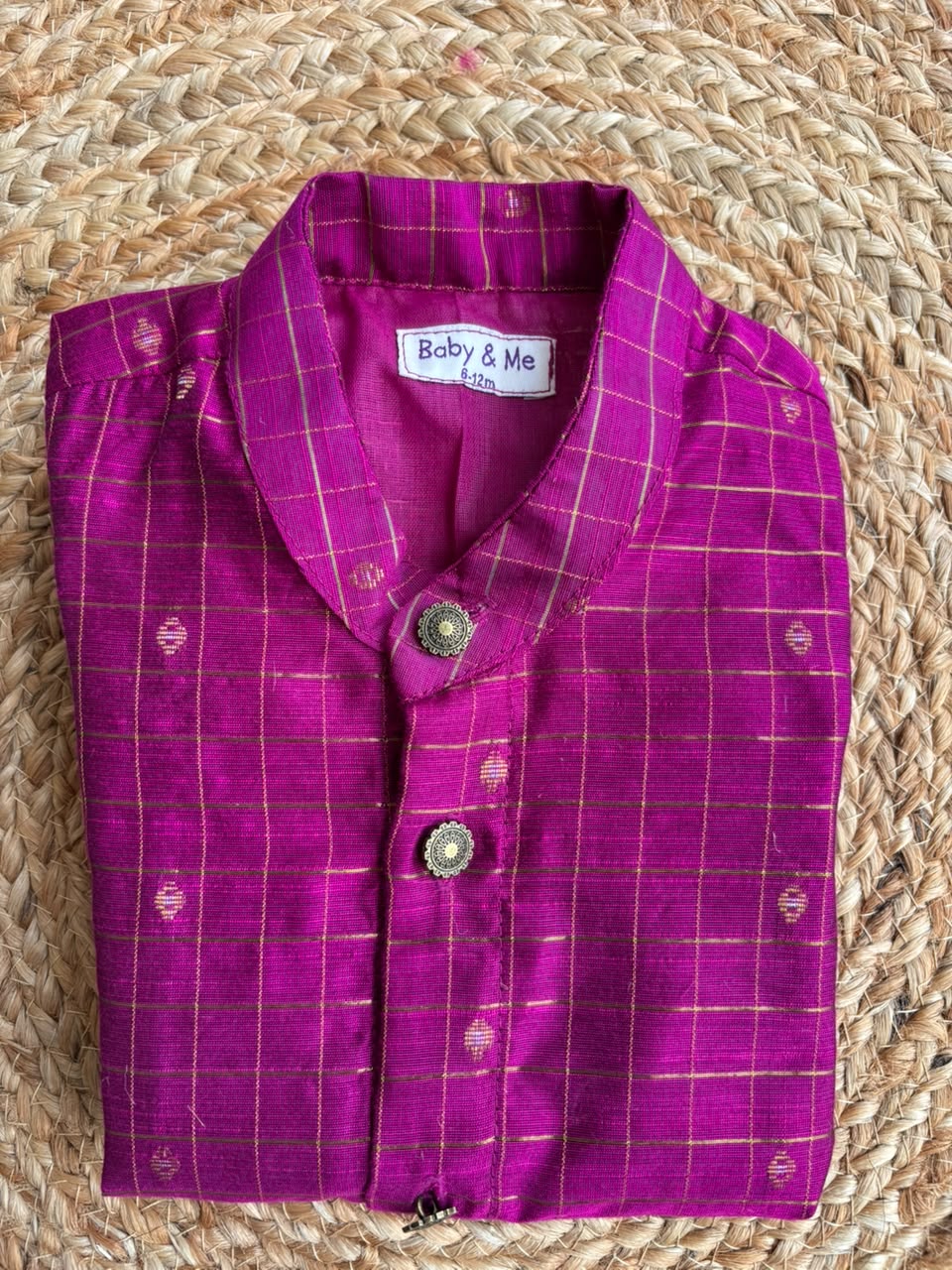 Pink checks Kurta for baby boy ethnic top wear