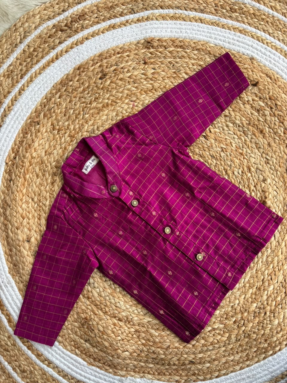 Pink checks Kurta for baby boy ethnic top wear