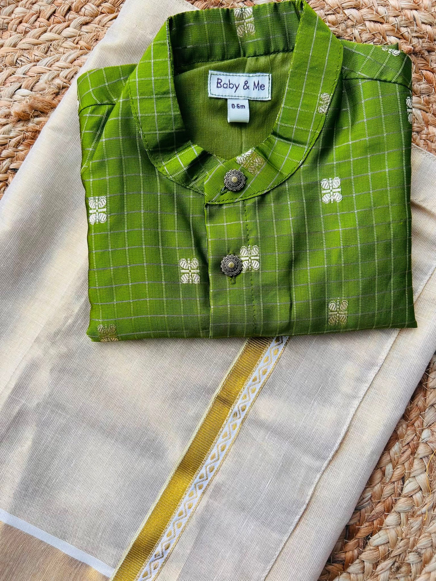 Reshme Chowka shirt and gold vesti  ethnic wear for festivals for baby boy