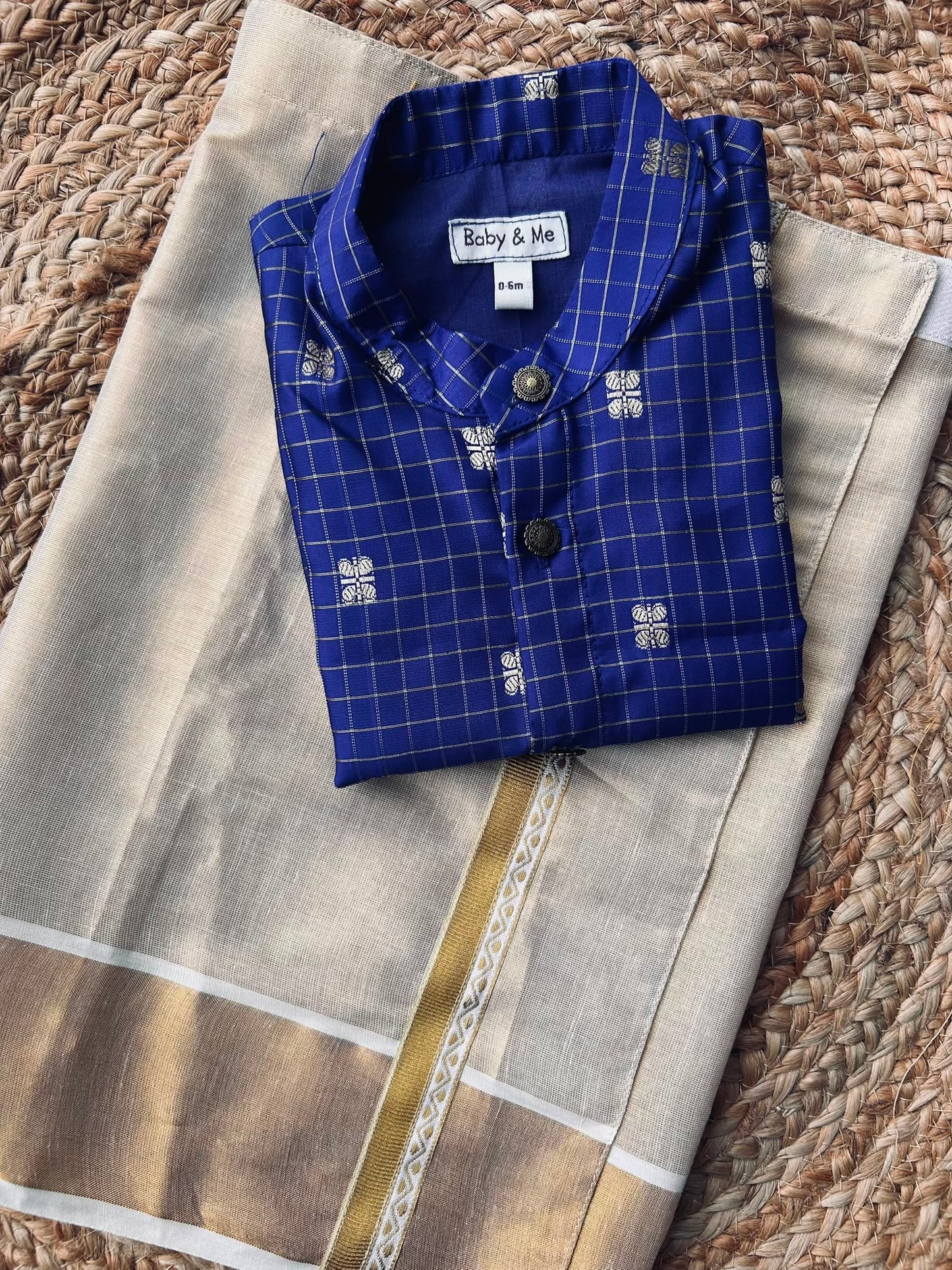 Reshme Chowka shirt and gold vesti  ethnic wear for festivals for baby boy