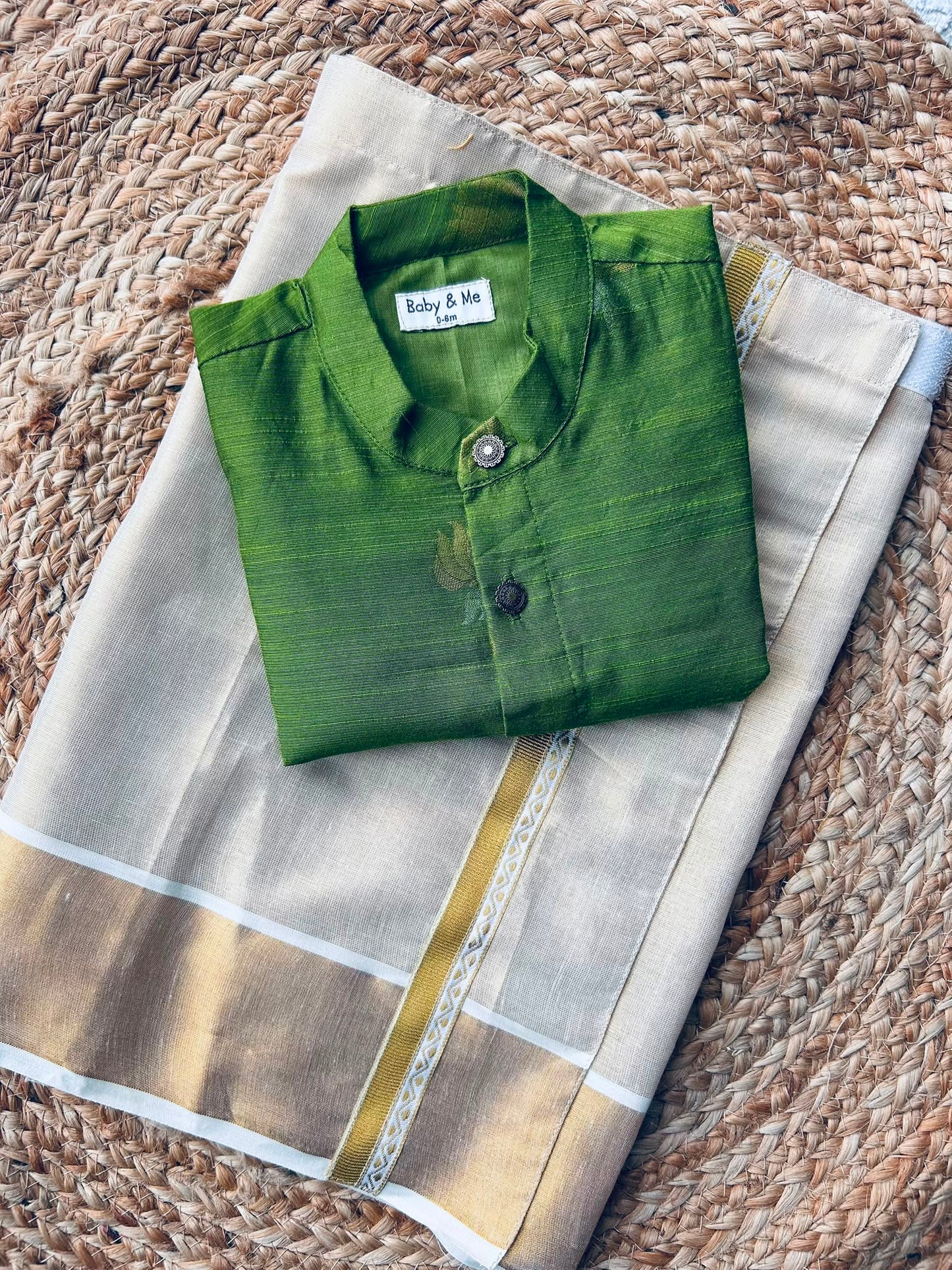 Reshme Chowka shirt and gold vesti  ethnic wear for festivals for baby boy