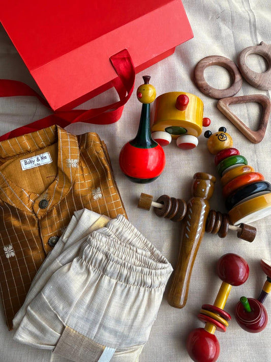 Heritage Gift Box for Baby Boy for 1st Birthday/ New Born Gift / 6th months birthday gift - Mustard Yellow