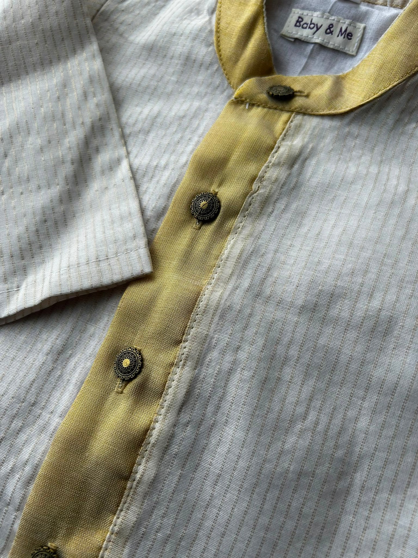 white with gold tissue Kurta for baby boy ethnic top wear