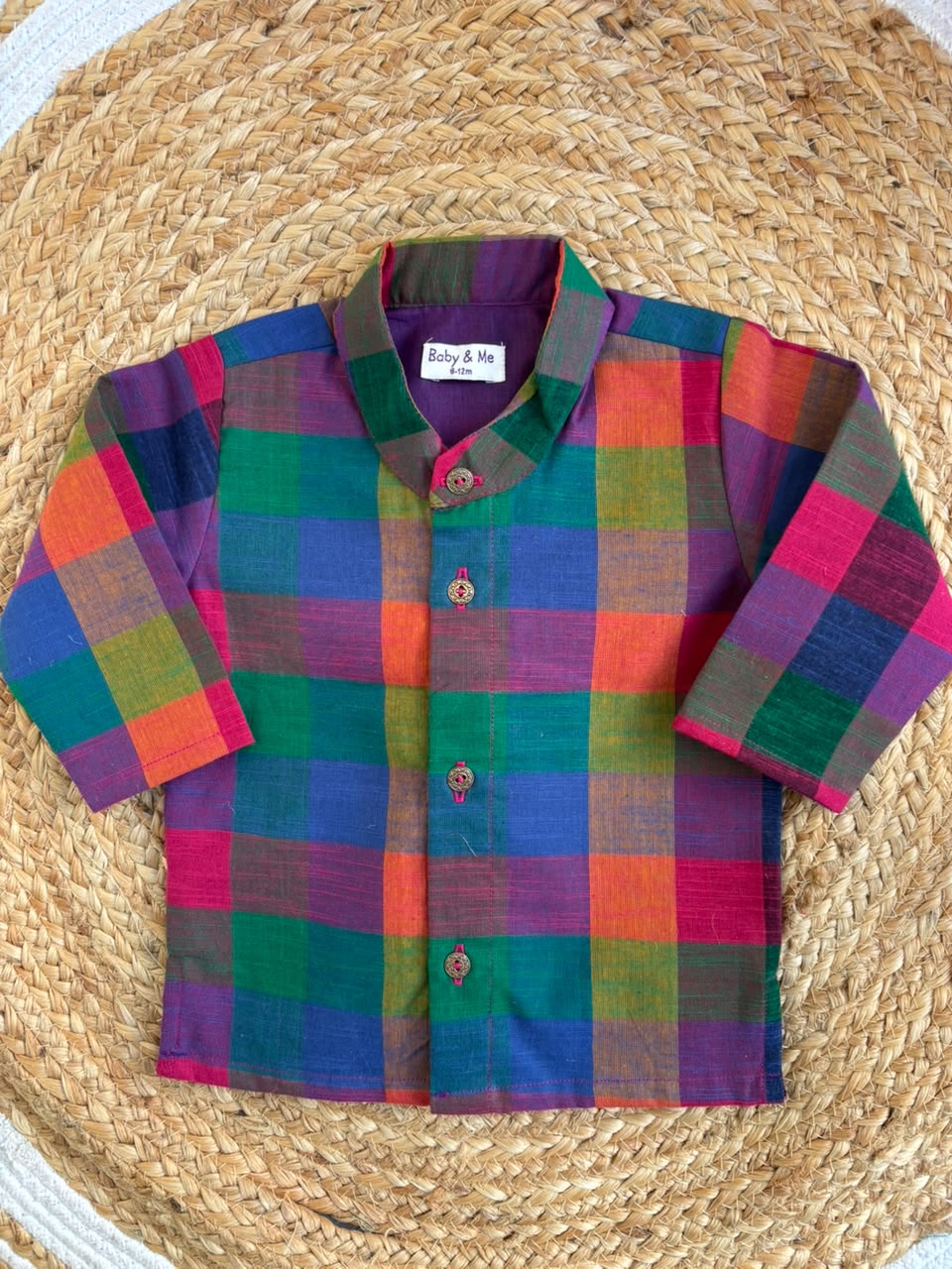 Kanchi cotton multi checks for baby boy ethnic top wear
